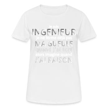 Je suis ingénieur - T-shirt respirant Femme - blanc - Devant - AI Model Female 172 dark (172cm)