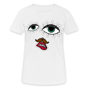 visage abstrait drôle et créatif - T-shirt respirant Femme - blanc - Devant - AI Model Female 172 dark (172cm)