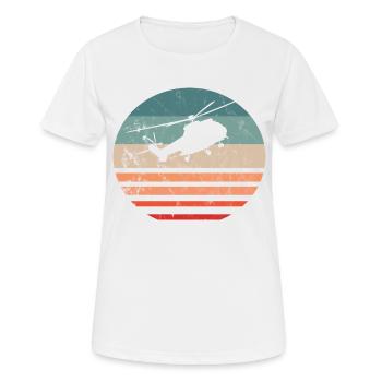 Helikopter Hubschrauber Vintage Pilot - Frauen T-Shirt atmungsaktiv - Weiß - Vorne - AI Model Female 172 dark (172cm)