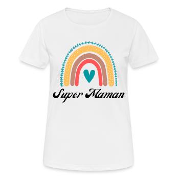 super maman arc en ciel - T-shirt respirant Femme - blanc - Devant - AI Model Female 172 dark (172cm)