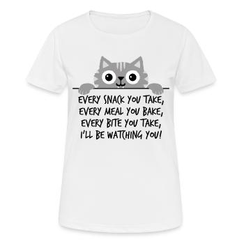 Funny Cat Saying - Cat Sayings Can Opener - Women's Breathable T-Shirt - white - Front - AI Model Female 172 dark (172cm)