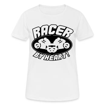 racer by heart 001 - Frauen T-Shirt atmungsaktiv - Weiß - Vorne - AI Model Female 172 dark (172cm)