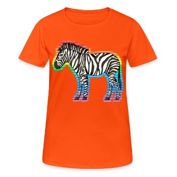Zebra - Frauen T-Shirt atmungsaktiv - Neonorange - Vorne - AI Model Female 172 dark (172cm)