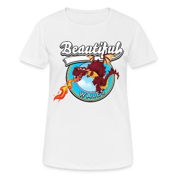 Schönes walisisches rotes Drachenlogo - Frauen T-Shirt atmungsaktiv - Weiß - Vorne - AI Model Female 172 dark (172cm)
