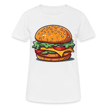 A huge burger - Women's Breathable T-Shirt - white - Front - AI Model Female 172 dark (172cm)