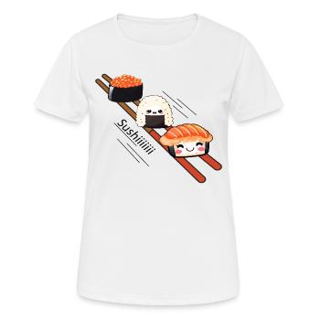 Sushi glissant sur baguette - T-shirt respirant Femme - blanc - Devant - AI Model Female 172 dark (172cm)