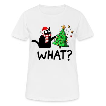 Freche Katze Weihnachtsbaum Katzenmama Geschenk - Frauen T-Shirt atmungsaktiv - Weiß - Vorne - AI Model Female 172 dark (172cm)