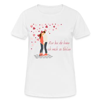Valentinstag - Schenke Liebe und Dankbarkeit - Frauen T-Shirt atmungsaktiv - Weiß - Vorne - AI Model Female 172 dark (172cm)
