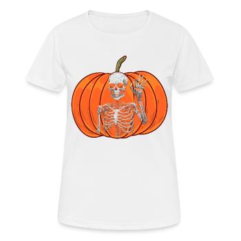 Kürbis Oktober Geist Spuk Halloween Skelett - Frauen T-Shirt atmungsaktiv - Weiß - Vorne - AI Model Female 172 dark (172cm)
