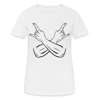 cool hands symbol - Frauen T-Shirt atmungsaktiv - Weiß - Vorne - AI Model Female 172 dark (172cm)