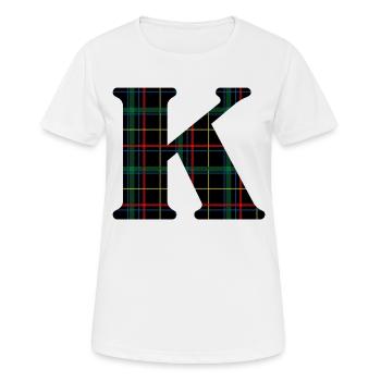Monogramme k tartan écossais - T-shirt respirant Femme - blanc - Devant - AI Model Female 172 dark (172cm)
