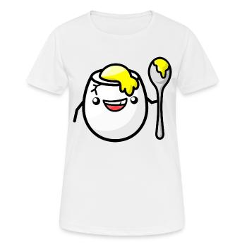 Oeuf pour le petit-déjeuner en se coiffant - T-shirt respirant Femme - blanc - Devant - AI Model Female 172 dark (172cm)