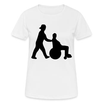 Altenpfleger schiebt Senior im Rollstuhl - Frauen T-Shirt atmungsaktiv - Weiß - Vorne - AI Model Female 172 dark (172cm)