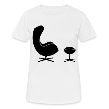 Ei Stuhl von Arne Jacobsen - Frauen T-Shirt atmungsaktiv - Weiß - Vorne - AI Model Female 172 dark (172cm)