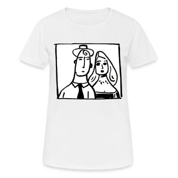 Paar - Frauen T-Shirt atmungsaktiv - Weiß - Vorne - AI Model Female 172 dark (172cm)