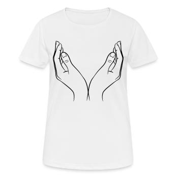 Hände Schale - Frauen T-Shirt atmungsaktiv - Weiß - Vorne - AI Model Female 172 dark (172cm)