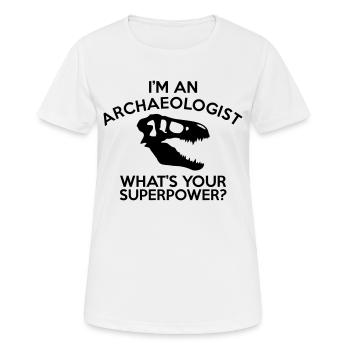 SUPERPUISSANCE ARCHÉOLOGUE - T-shirt respirant Femme - blanc - Devant - AI Model Female 172 dark (172cm)