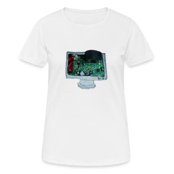 L'électronique sort de la télévision - T-shirt respirant Femme - blanc - Devant - AI Model Female 172 dark (172cm)