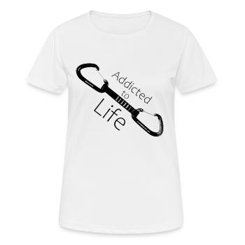 süchtig nach Lebensklettern - Frauen T-Shirt atmungsaktiv - Weiß - Vorne - AI Model Female 172 dark (172cm)