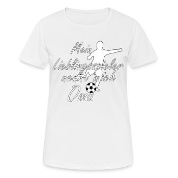 Lieblingsspieler Oma weiß - Frauen T-Shirt atmungsaktiv - Weiß - Vorne - AI Model Female 172 dark (172cm)
