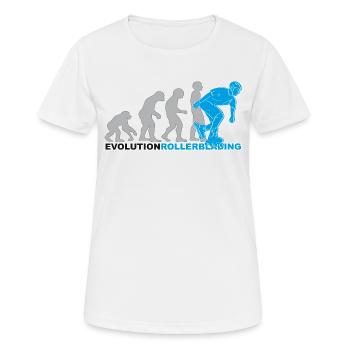 evolution rollerblading, Inline Skates, skaten - Frauen T-Shirt atmungsaktiv - Weiß - Vorne - AI Model Female 172 dark (172cm)