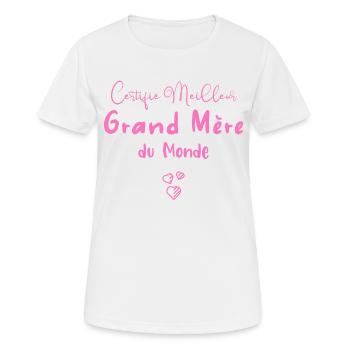 Certifié Meilleur Grand Mère du Monde - T-shirt respirant Femme - blanc - Devant - AI Model Female 172 dark (172cm)