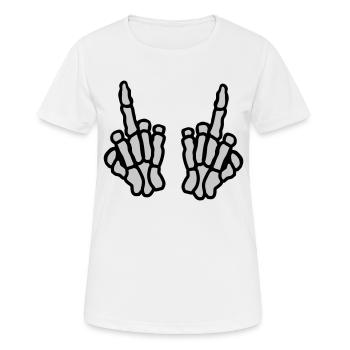 2 Hände Knochen Mittelfinger - Frauen T-Shirt atmungsaktiv - Weiß - Vorne - AI Model Female 172 dark (172cm)