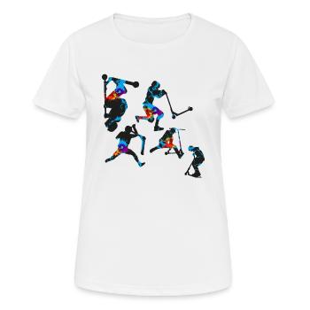 Stuntscooter,Trickscooter,tricks,stunt,e-scooter - T-shirt respirant Femme - blanc - Devant - AI Model Female 172 dark (172cm)