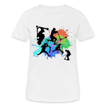 Stuntscooter,Trickscooter,tricks,stunt,e-scooter - T-shirt respirant Femme - blanc - Devant - AI Model Female 172 dark (172cm)