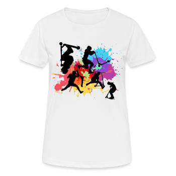 Stuntscooter,Trickscooter,tricks,stunt,e-scooter - T-shirt respirant Femme - blanc - Devant - AI Model Female 172 dark (172cm)