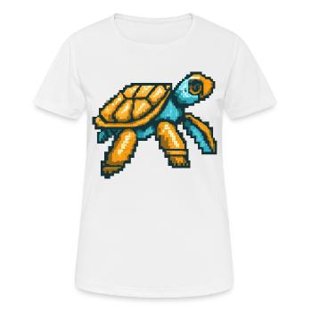 Tortue de mer dans des graphismes 8 bits nostalgiques - T-shirt respirant Femme - blanc - Devant - AI Model Female 172 dark (172cm)