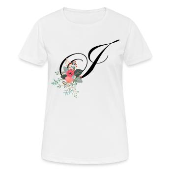 Lettre j fleuris - T-shirt respirant Femme - blanc - Devant - AI Model Female 172 dark (172cm)