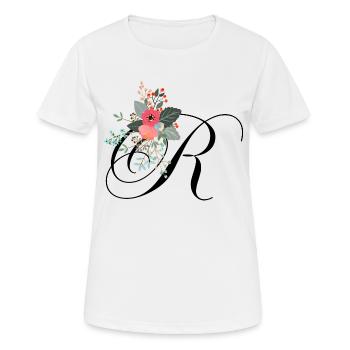 Buchstabe r blumig - Frauen T-Shirt atmungsaktiv - Weiß - Vorne - AI Model Female 172 dark (172cm)