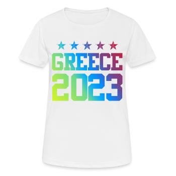 Grèce 2023 - T-shirt respirant Femme - blanc - Devant - AI Model Female 172 dark (172cm)