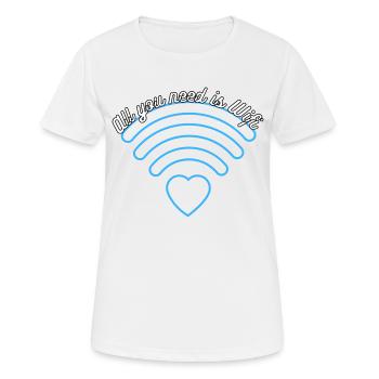 Wifi - Frauen T-Shirt atmungsaktiv - Weiß - Vorne - AI Model Female 172 dark (172cm)