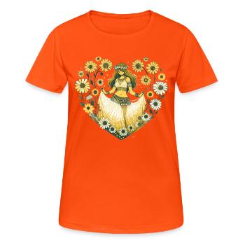 Danseuse orientale Daisy - T-shirt respirant Femme - orange néon - Devant - AI Model Female 172 dark (172cm)