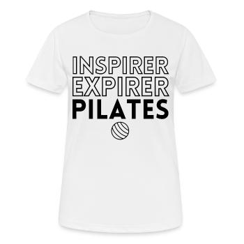 Inspirer expirer pilates yoga - T-shirt respirant Femme - blanc - Devant - AI Model Female 172 dark (172cm)