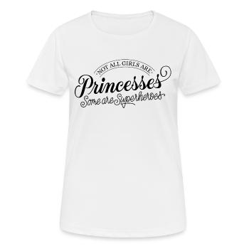 Pas une princesse, mais une super-héroïne. - T-shirt respirant Femme - blanc - Devant - AI Model Female 172 dark (172cm)