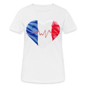 Französische Flagge - blau, weiß, rot - Frauen T-Shirt atmungsaktiv - Weiß - Vorne - AI Model Female 172 dark (172cm)