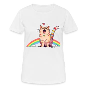 Happy Cat - Women's Breathable T-Shirt - white - Front - AI Model Female 172 dark (172cm)