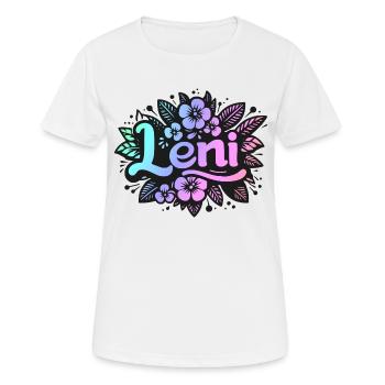 Name LENI Blumenmotiv - Frauen T-Shirt atmungsaktiv - Weiß - Vorne - AI Model Female 172 dark (172cm)