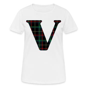 Monogramme v tartan écossais - T-shirt respirant Femme - blanc - Devant - AI Model Female 172 dark (172cm)