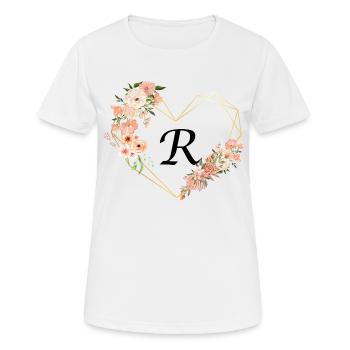 Blumiger goldener Herzbuchstabe - Frauen T-Shirt atmungsaktiv - Weiß - Vorne - AI Model Female 172 dark (172cm)