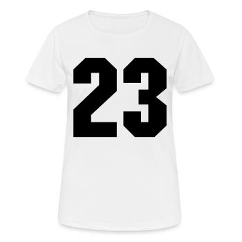 Ziffer Zahl Nummer 23 - Frauen T-Shirt atmungsaktiv - Weiß - Vorne - AI Model Female 172 dark (172cm)