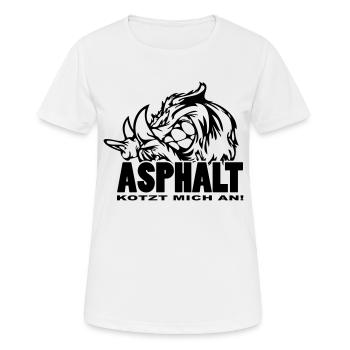 Wildschwein 2.0 "Asphalt kotzt mich an" - Frauen T-Shirt atmungsaktiv - Weiß - Vorne - AI Model Female 172 dark (172cm)