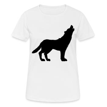 howling wolf - Women's Breathable T-Shirt - white - Front - AI Model Female 172 dark (172cm)