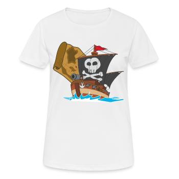 bateau pirate bateau bateau pirate skull5 - T-shirt respirant Femme - blanc - Devant - AI Model Female 172 dark (172cm)
