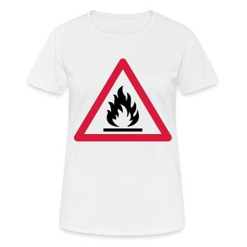 Branntgefahr schild - Frauen T-Shirt atmungsaktiv - Weiß - Vorne - AI Model Female 172 dark (172cm)