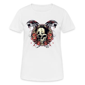 Kopf des Todes Drachenkran Tribal Skull chinesischen Fan - Frauen T-Shirt atmungsaktiv - Weiß - Vorne - AI Model Female 172 dark (172cm)