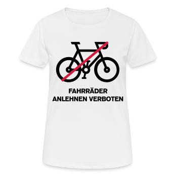 Fahrräder anlehnen verboten - Frauen T-Shirt atmungsaktiv - Weiß - Vorne - AI Model Female 172 dark (172cm)